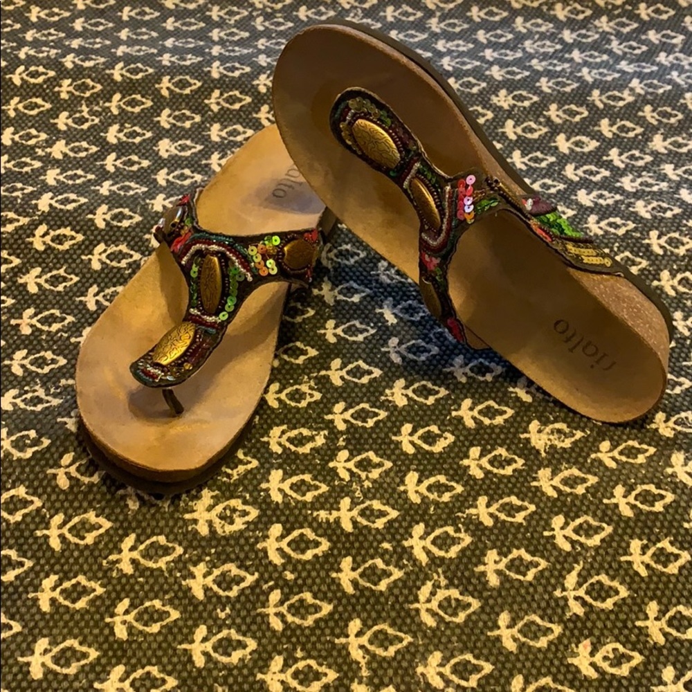 Sequined wedge sandal
